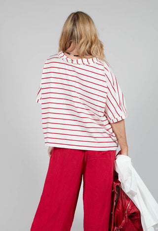 Striped Cotton Top in Rosso