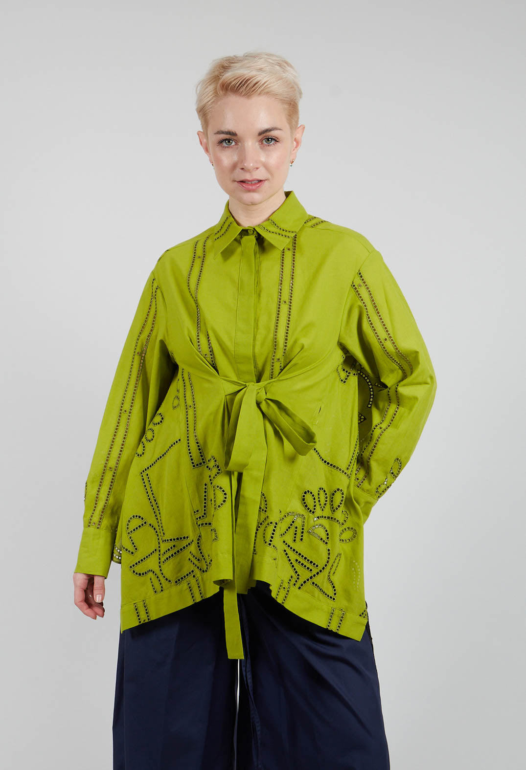 Ellide Broderie Anglaise Shirt in Wasabi