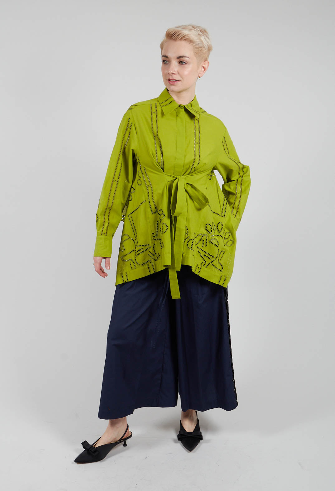 Ellide Broderie Anglaise Shirt in Wasabi