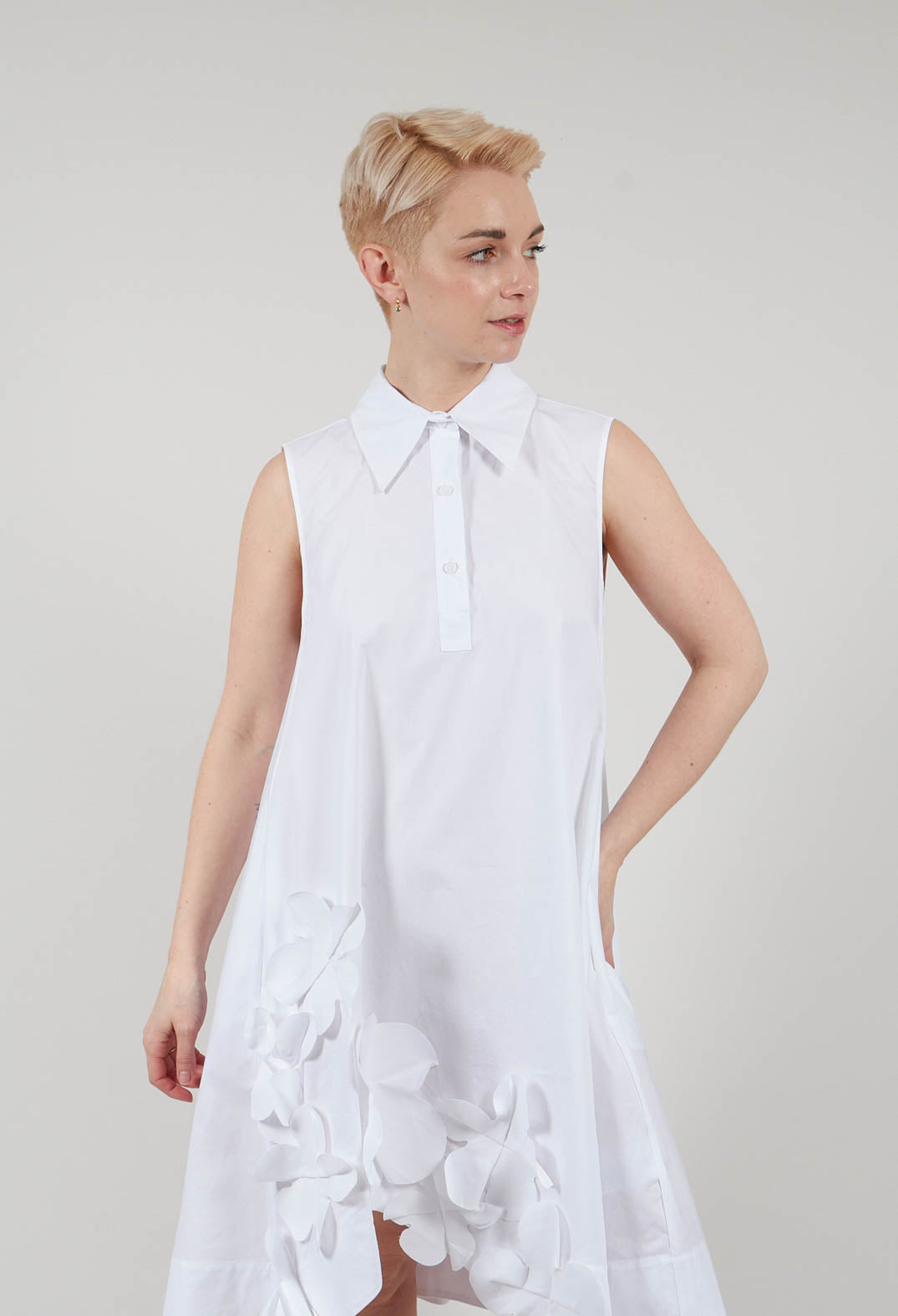 Embellished A Line Dress in Off White
