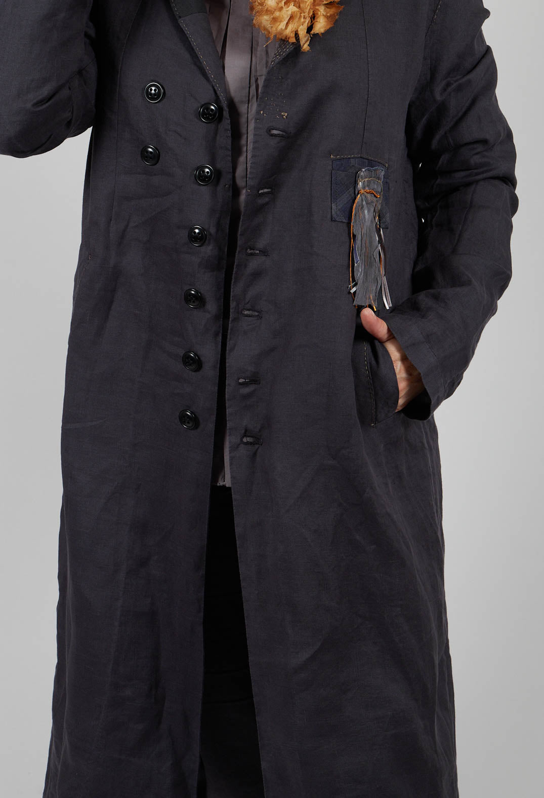 Embellished Longline Coat in Original Grey