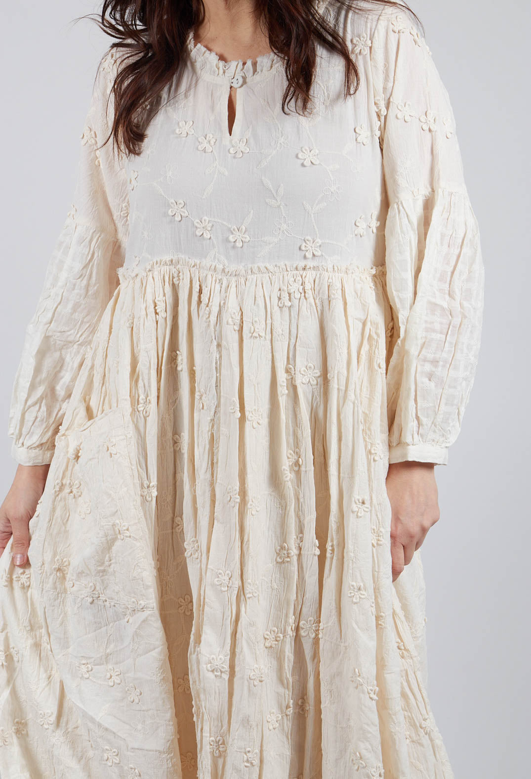 Emona Dress in Broderie Ecru
