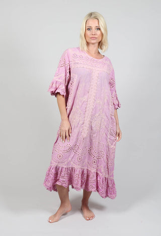 Eyelet Anna Grace Dress in Purple Boba