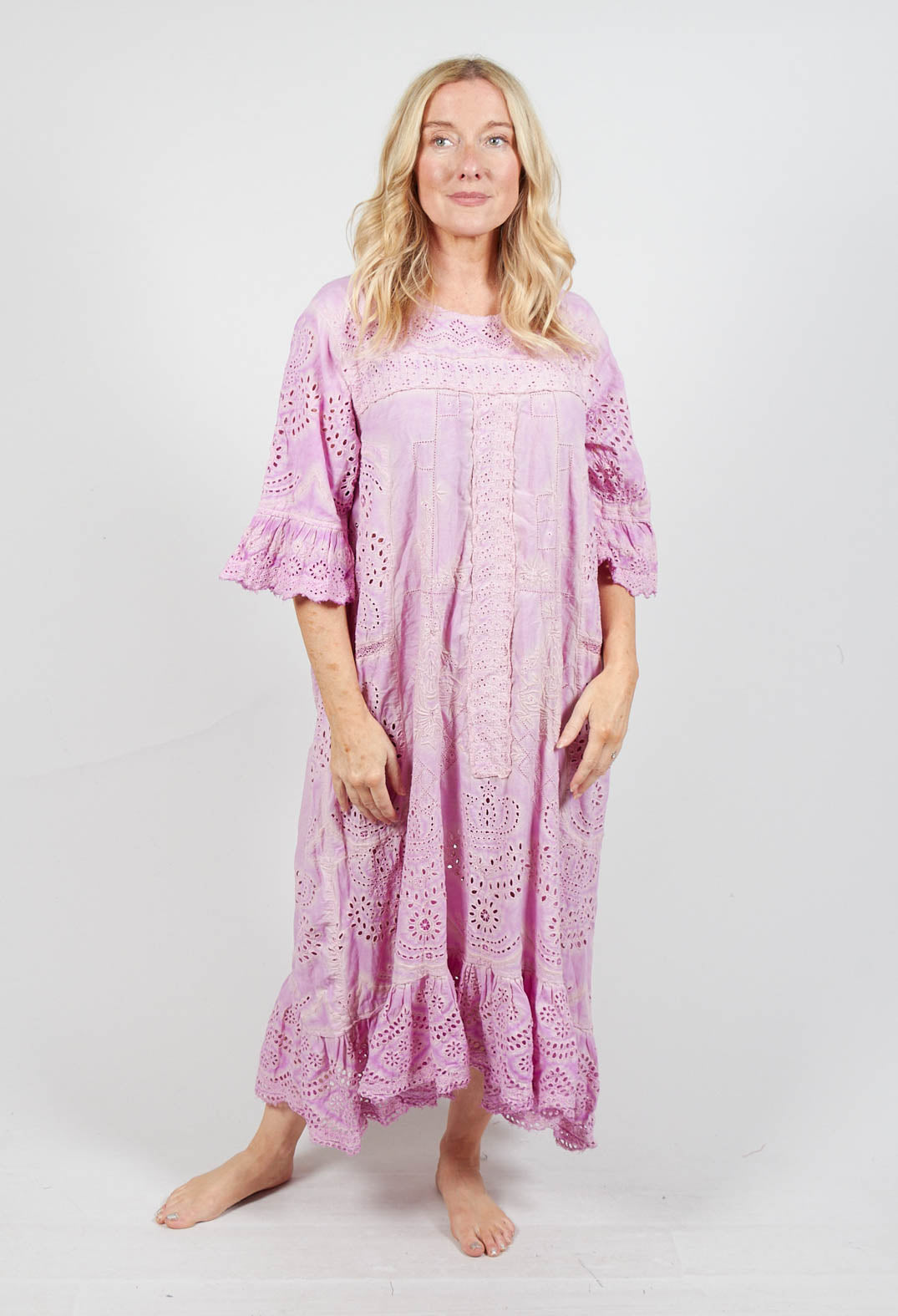 Eyelet Anna Grace Dress in Purple Boba