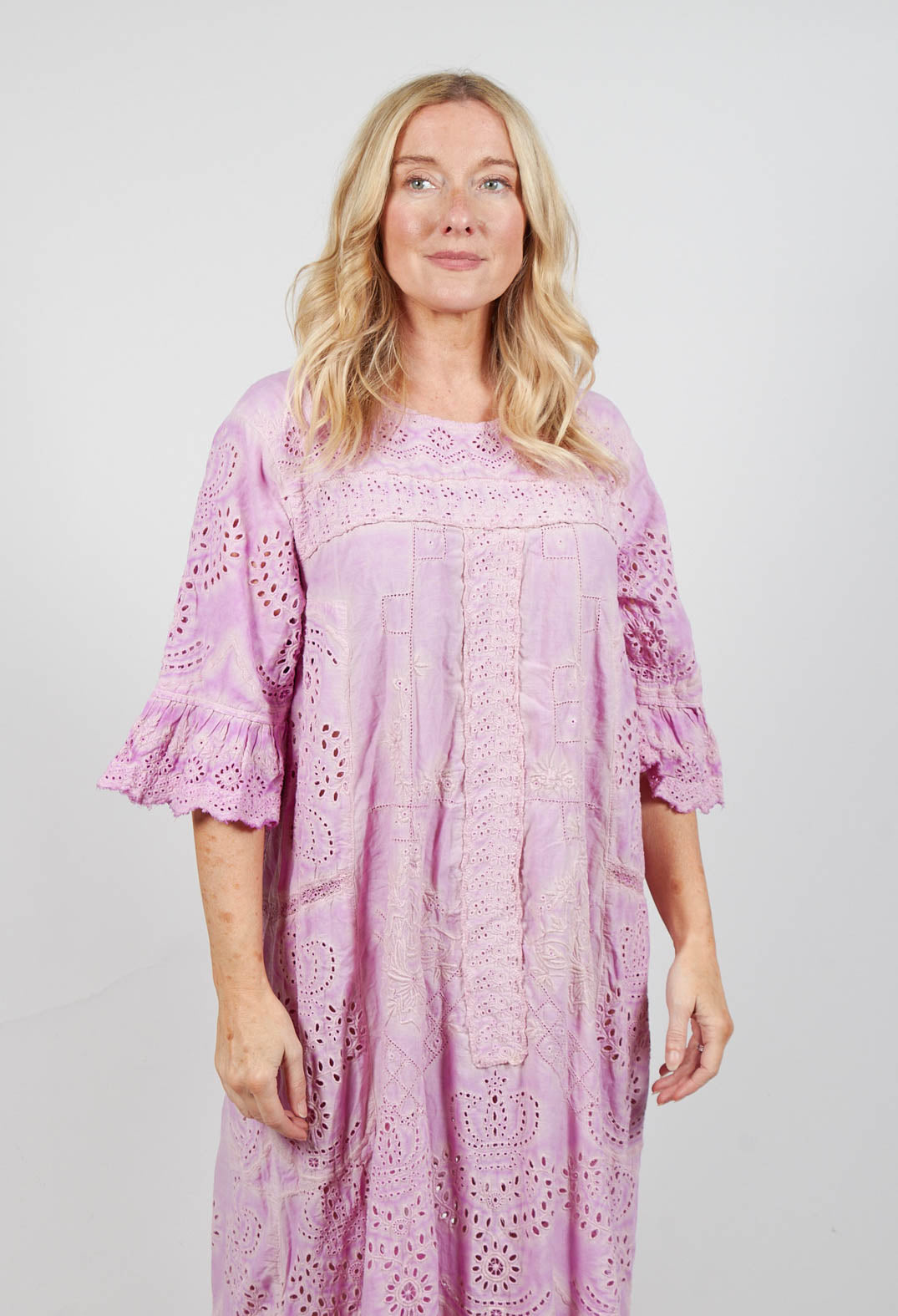Eyelet Anna Grace Dress in Purple Boba