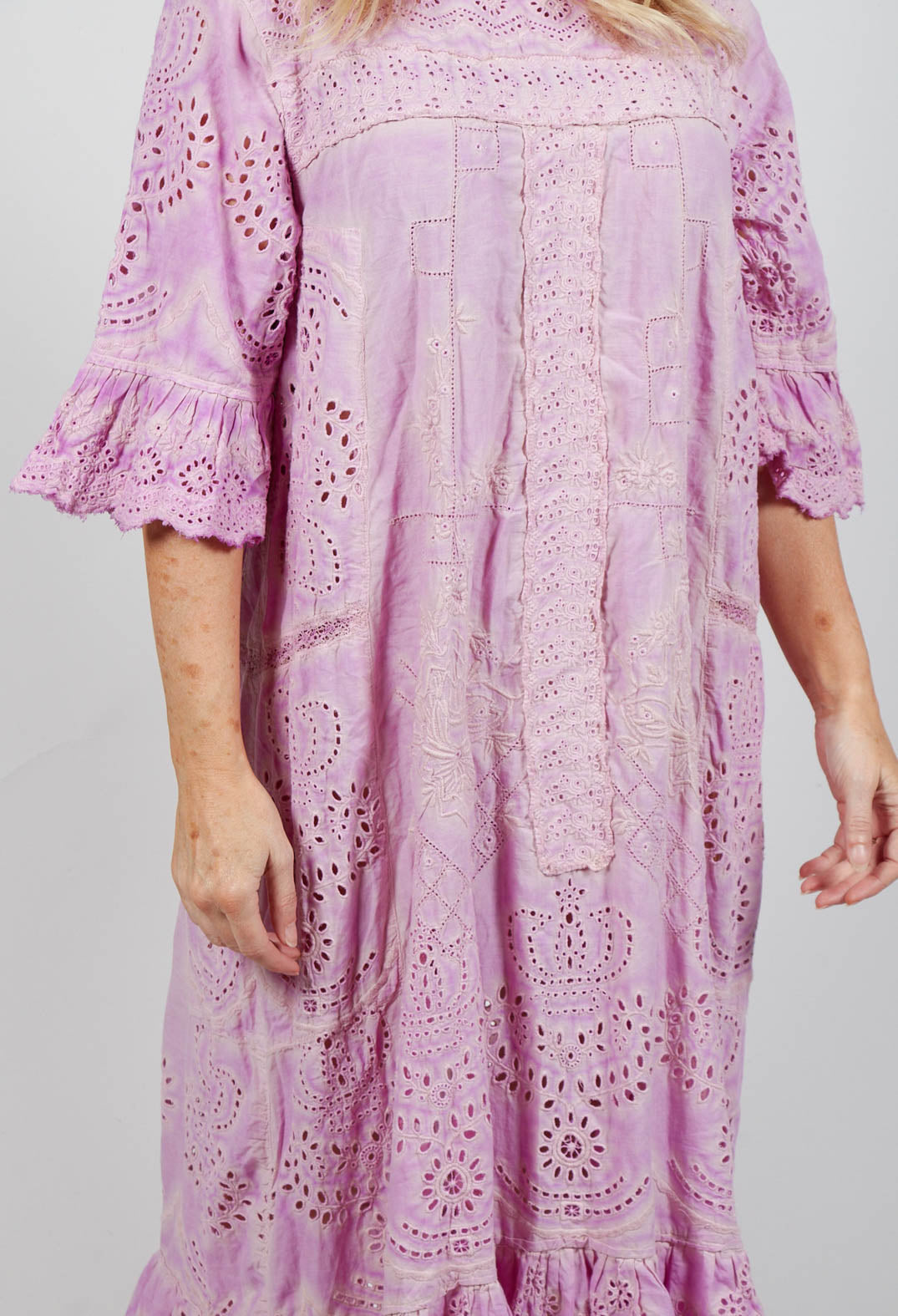 Eyelet Anna Grace Dress in Purple Boba