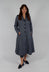 Long Patterned Coat in Navy
