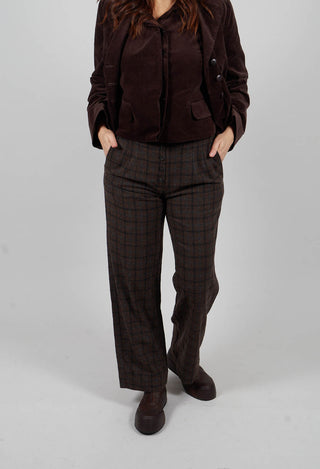Wide Trousers with Button Front in Brown