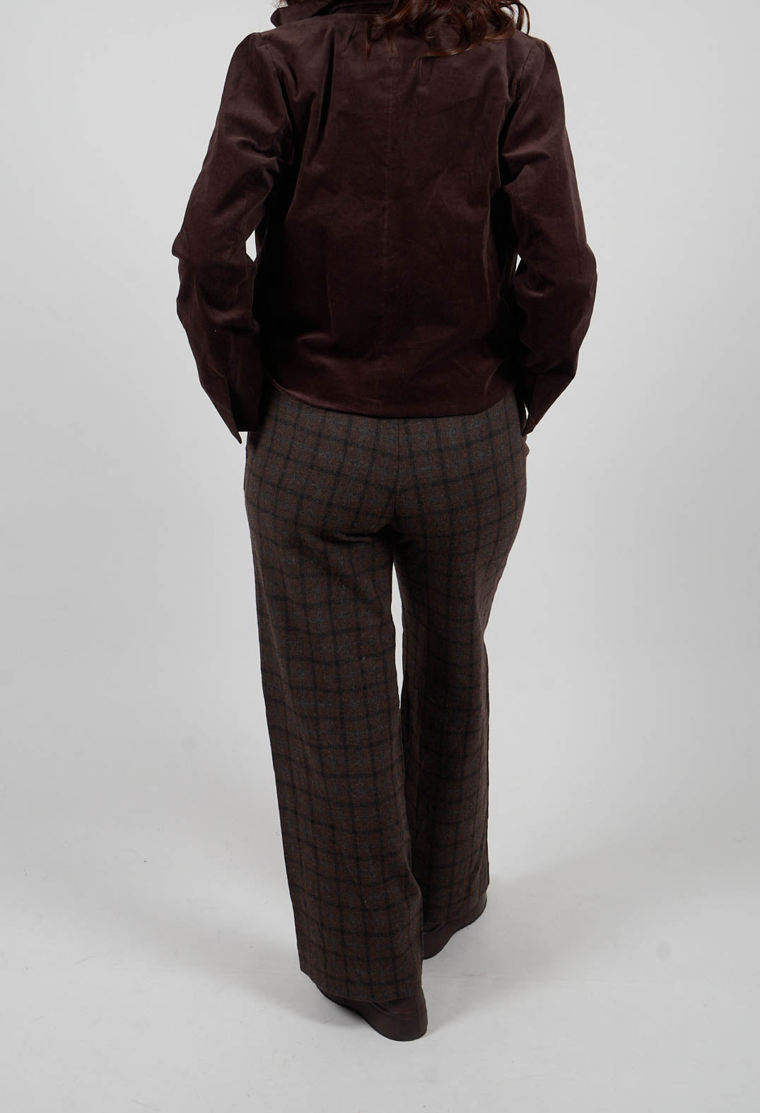 Wide Trousers with Button Front in Brown