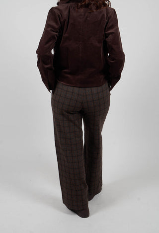 Wide Trousers with Button Front in Brown