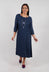 Plain Dress with Stitched Stripe in Deep Sea
