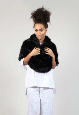 Faux Fur Oversized Scarf in Black
