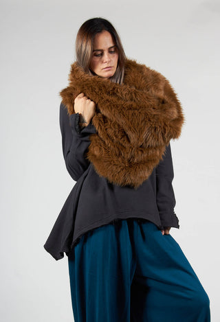 Faux Fur Oversized Scarf in Bronze