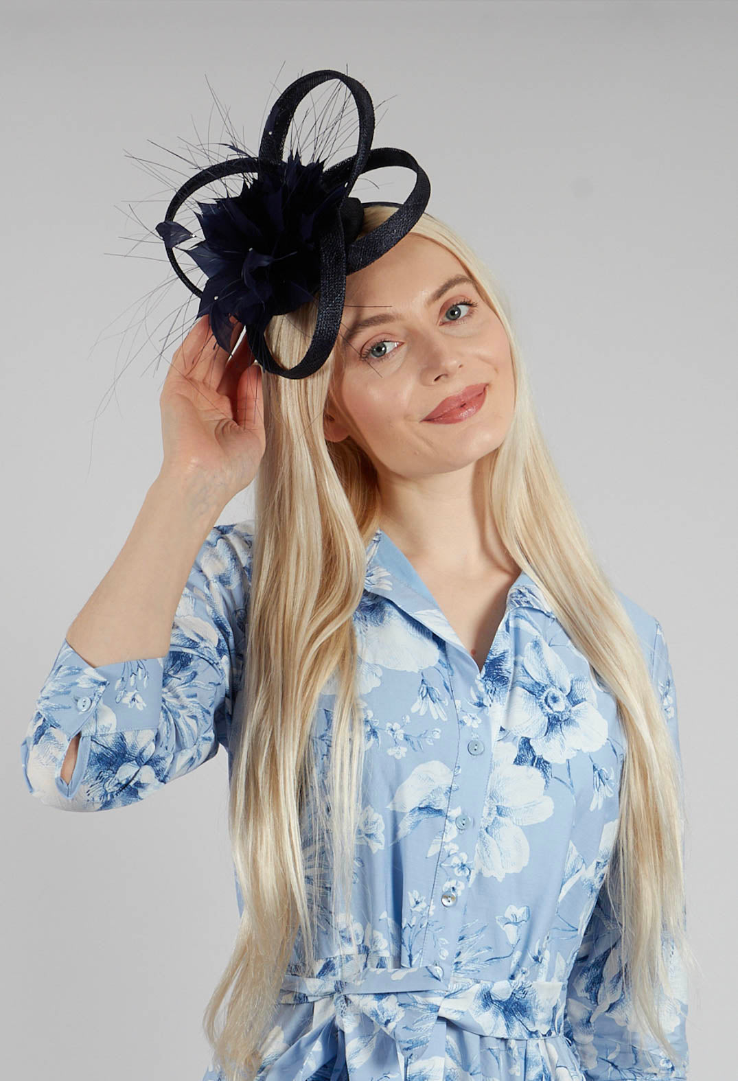 Feather Fascinator in Navy