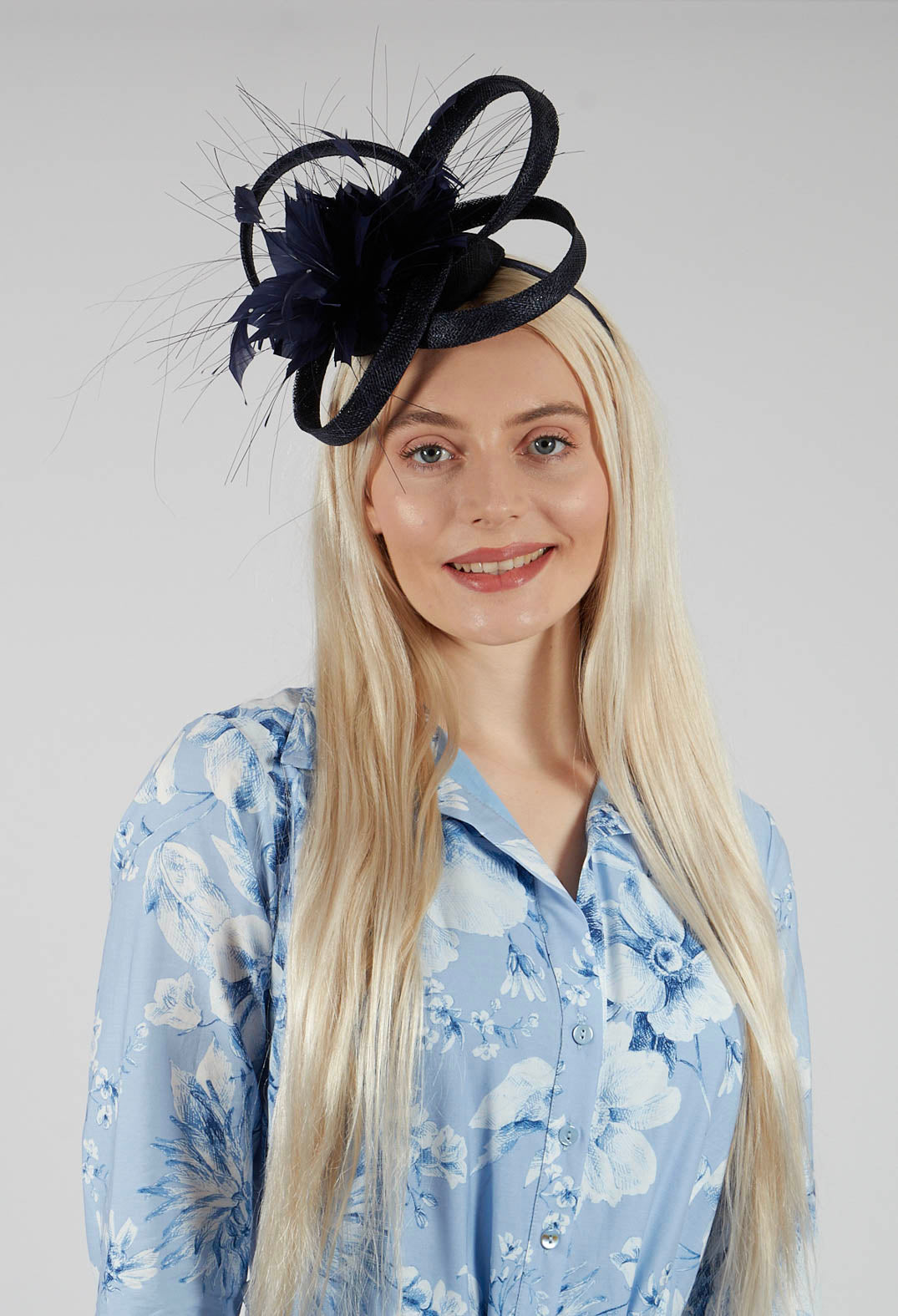 Feather Fascinator in Navy