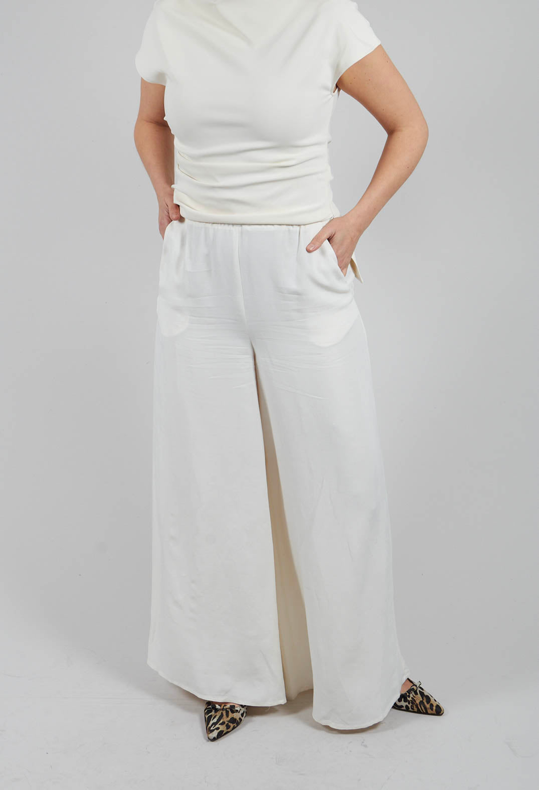 Fedra Flared Trousers in Sea Salt