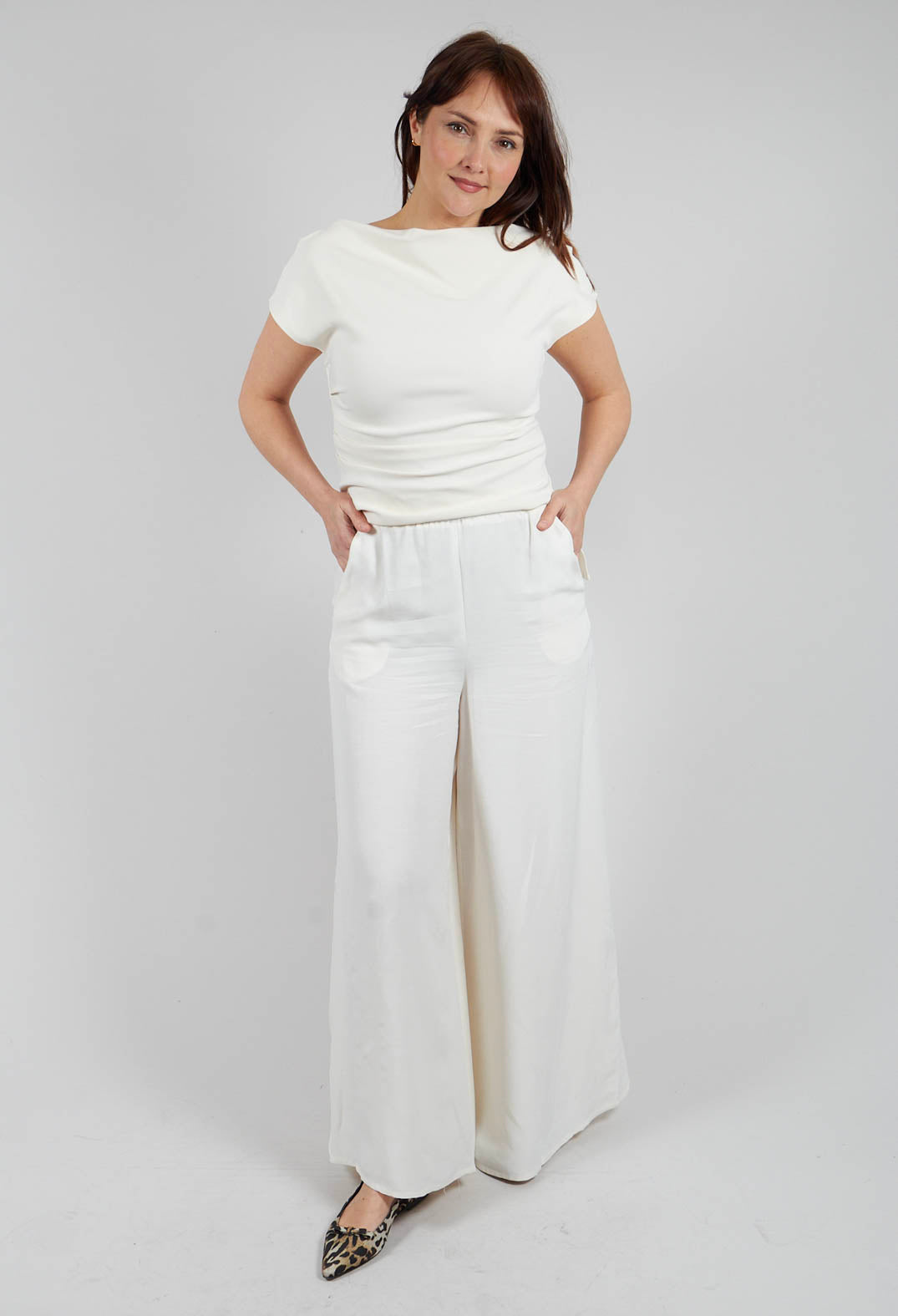 Fedra Flared Trousers in Sea Salt