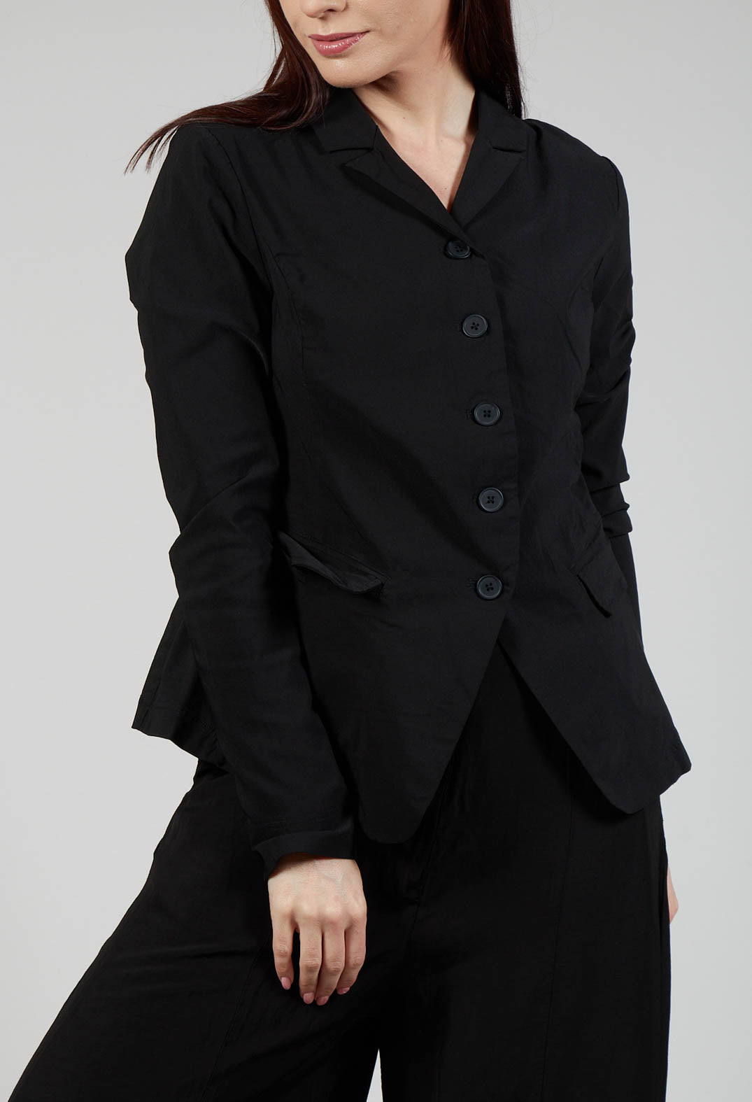 Fitted Button Through Jacket in Black