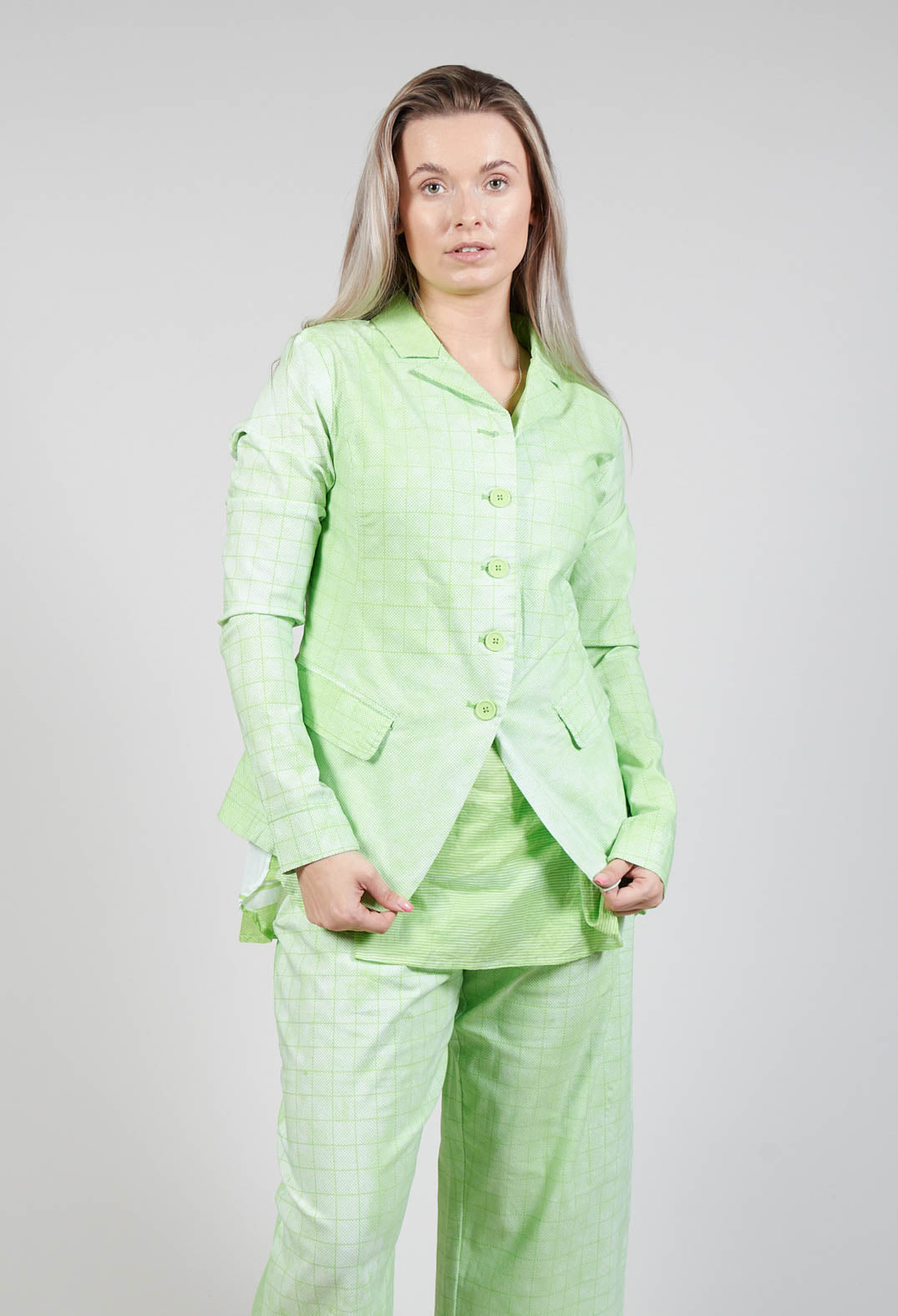 Fitted Button Through Jacket in Lime Print