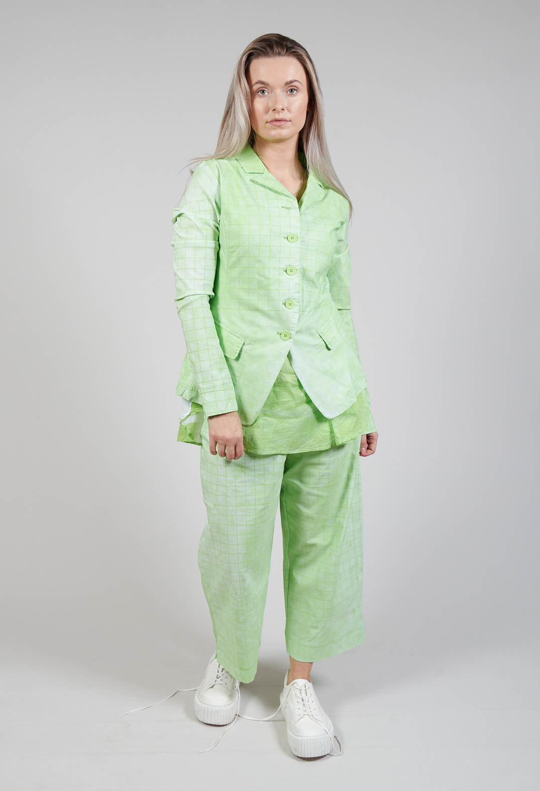 Fitted Button Through Jacket in Lime Print