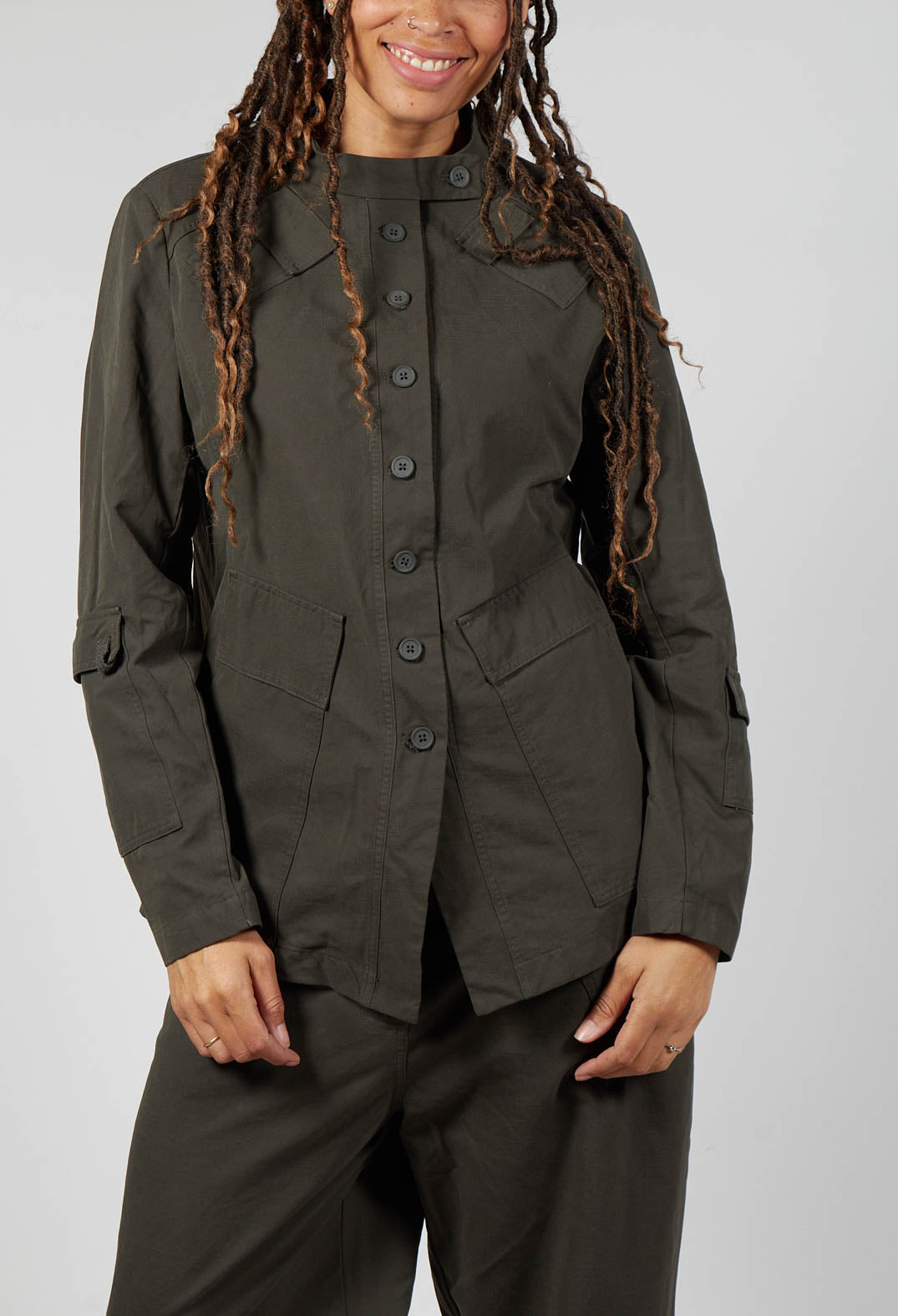 Fitted utility jacket sales