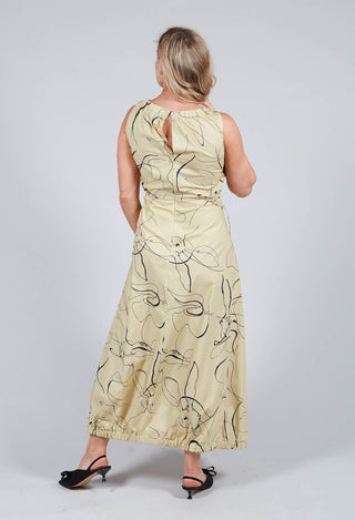 Flared Cotton Dress in Rabbit Print