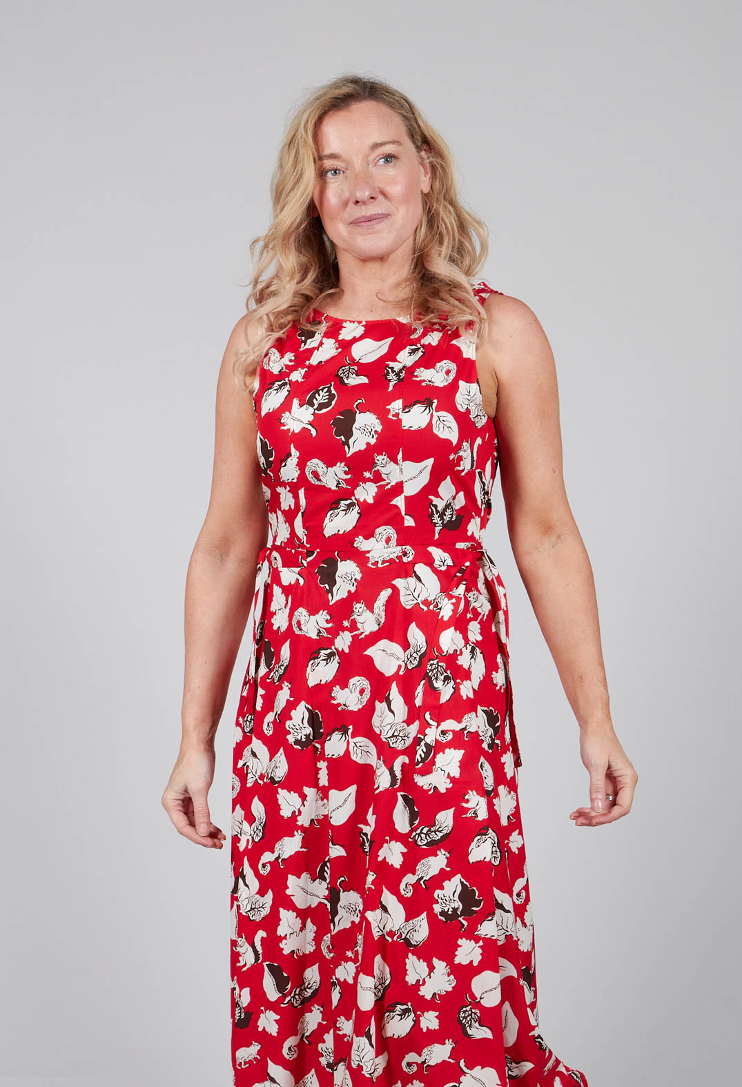 Beatrice B Beatrice B Flared Cotton Dress in Squirrel Print Beatrice B Beatrice B Flared Cotton Dress in Squirrel Print