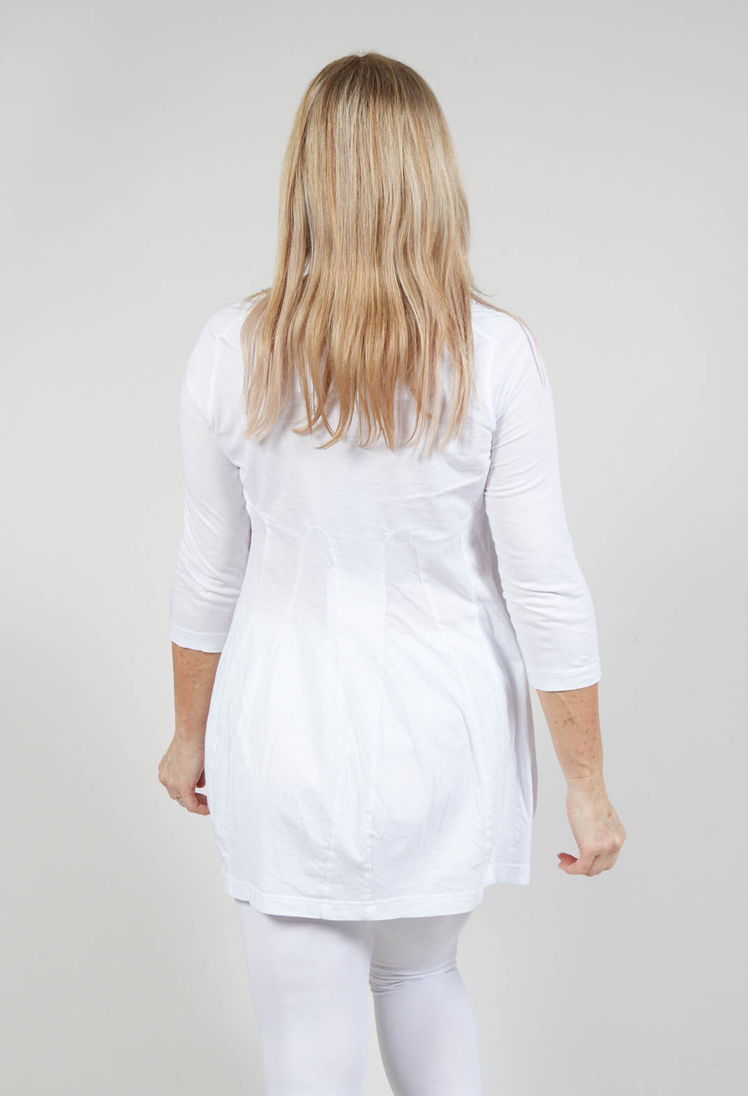 Flared Hem Jersey Top with Motif in Lime Print