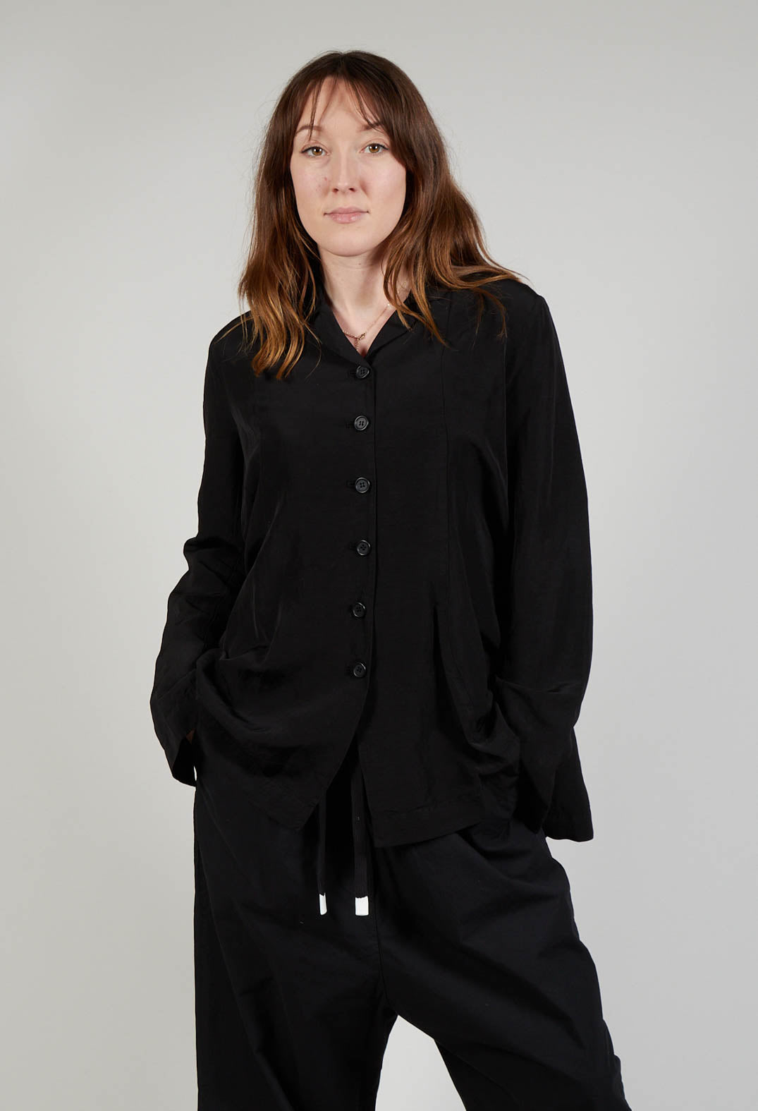 Flared Hem Tailored Jacket in Black