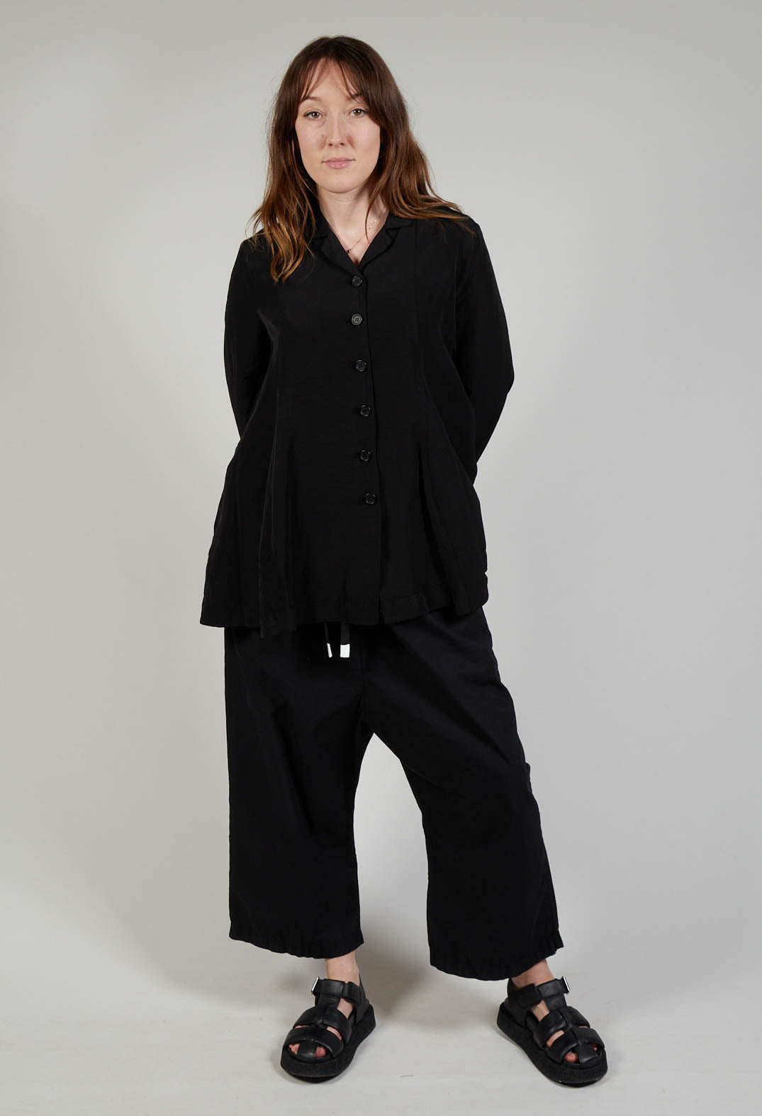 Flared Hem Tailored Jacket in Black