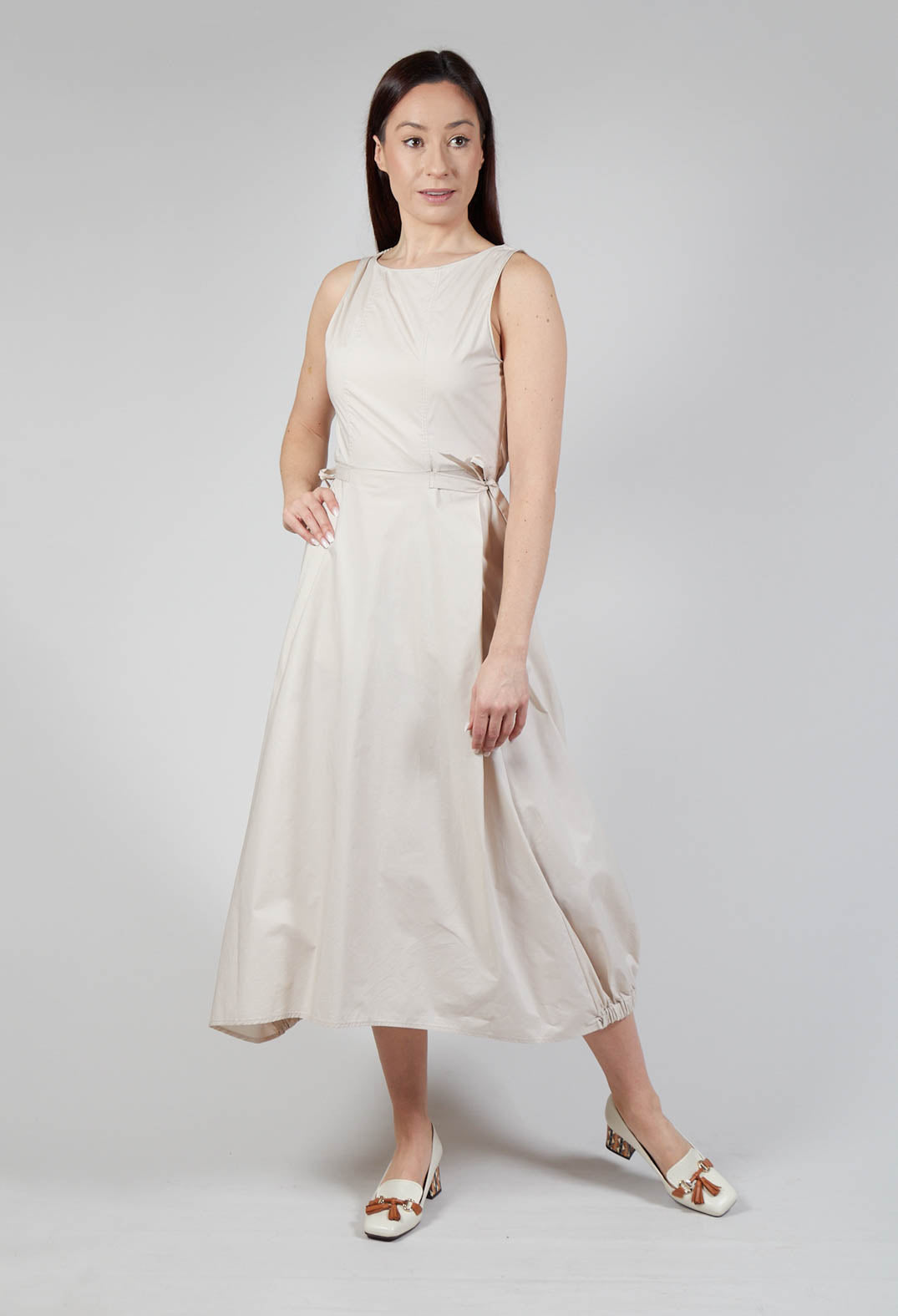 Flared Poplin Dress in Dune