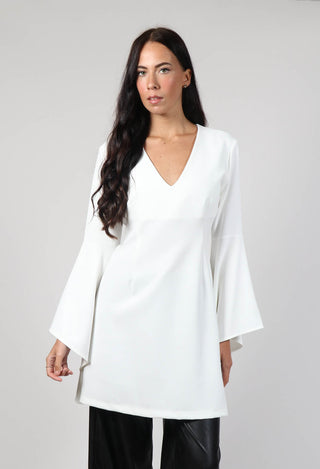 Flared Tecno Dress in White