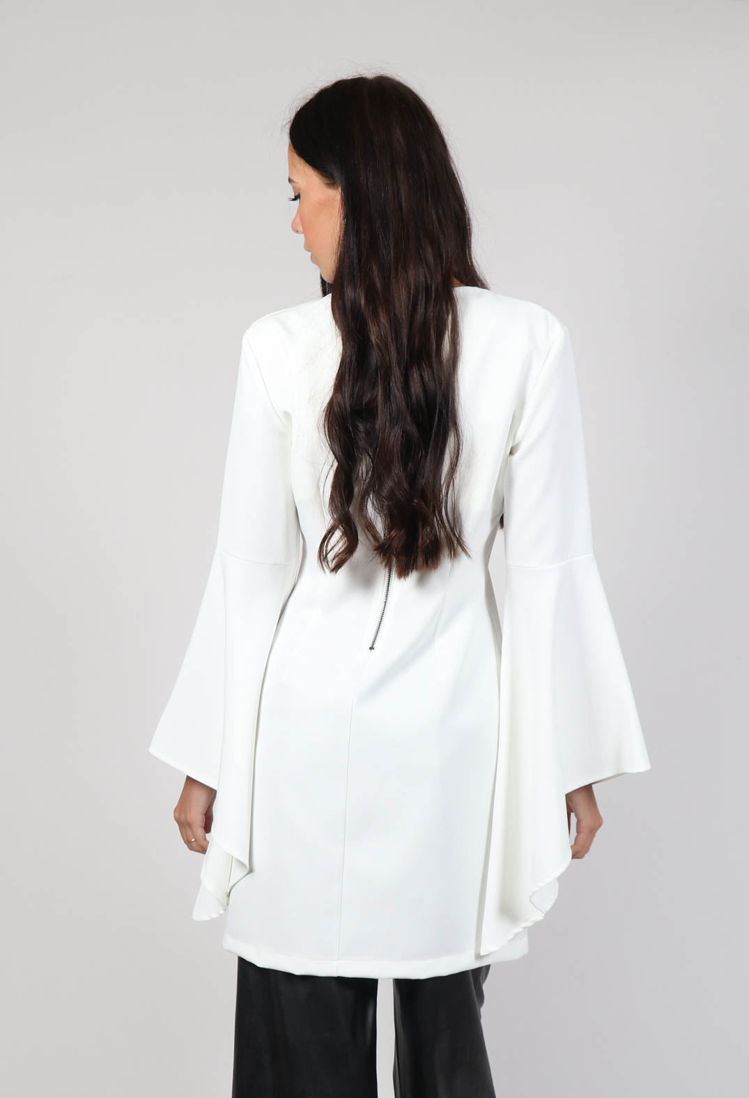 Flared Tecno Dress in White