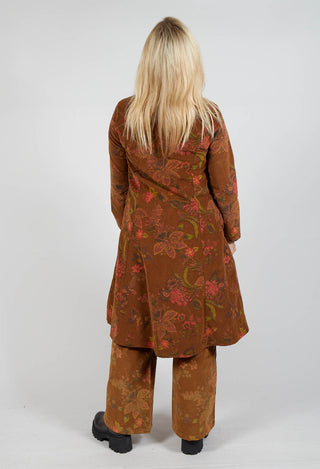 Floral Cord Shirt Dress in Tabacco