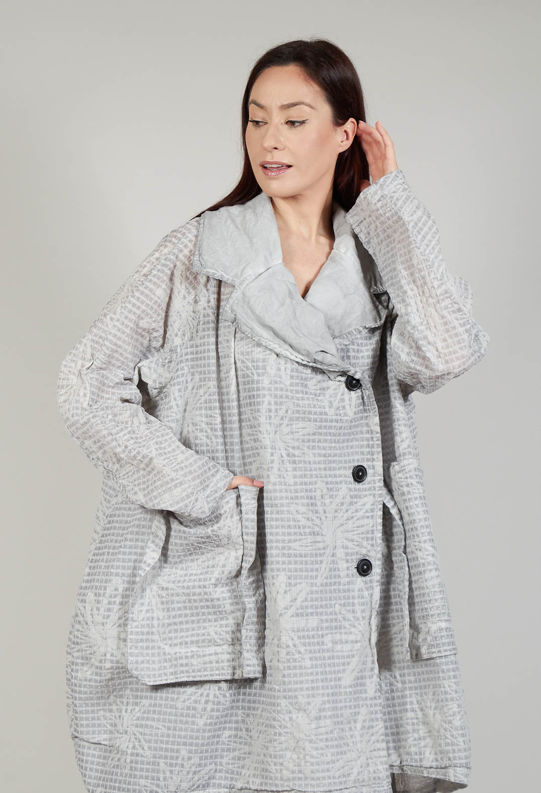 Floral Overcoat in C.Coal 10% Cloud