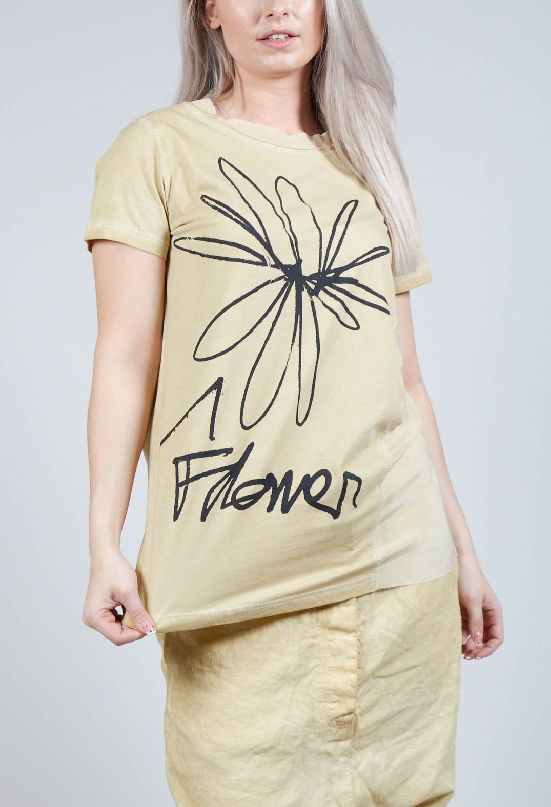 Flower Graphic T-Shirt in Wax Flock Cloud