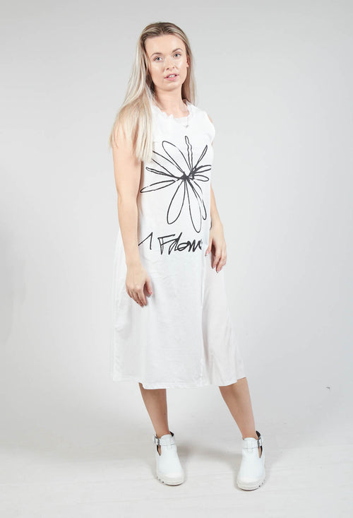 Flower Print Graphic Dress in White Print