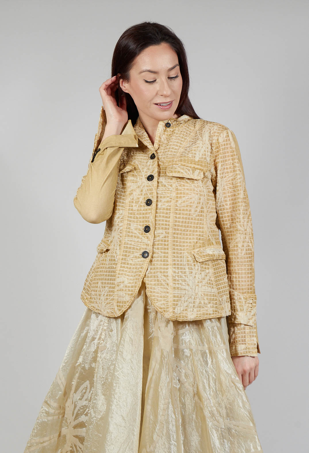 Flower Print Jacket in Wax Cloud