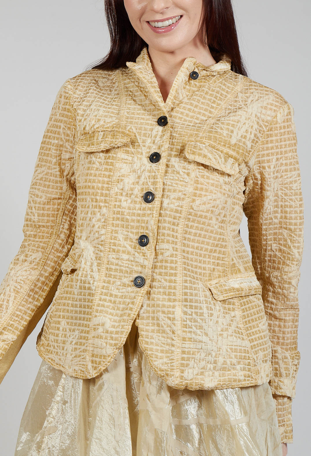Flower Print Jacket in Wax Cloud