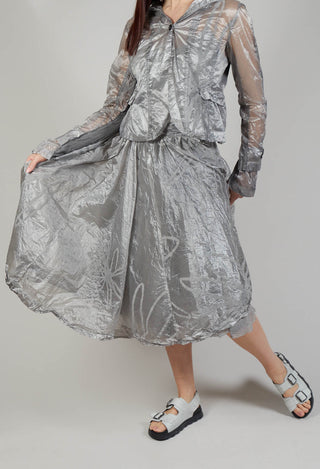 Flower Print Metallic Skirt in C.Coal 70% Cloud
