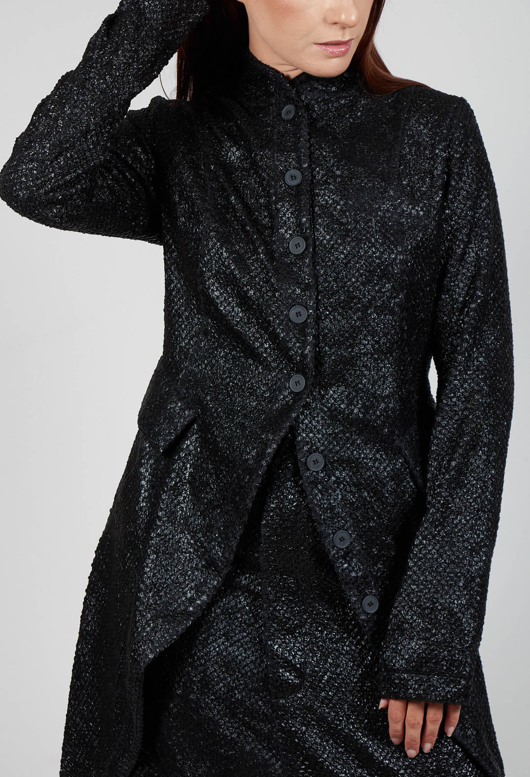 Fluid Penguin Coat in Black