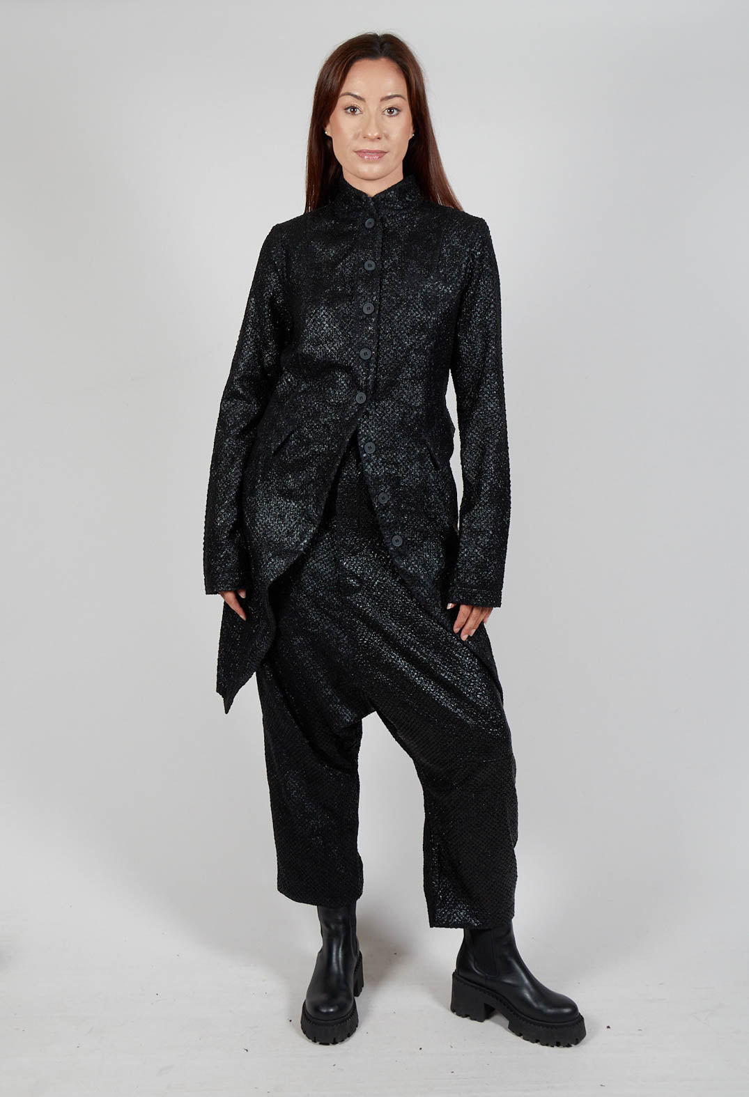 Fluid Penguin Coat in Black