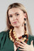Four Strands Square Necklace in Brown
