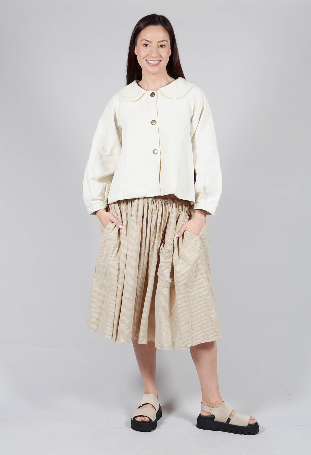 Framboise Skirt in Striped Linen