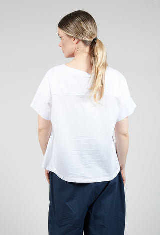 Frill Hemmed Pocket T Shirt in White