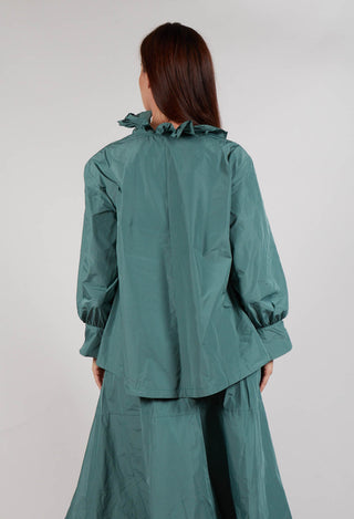 Frill Neck Blouse in Sage Green