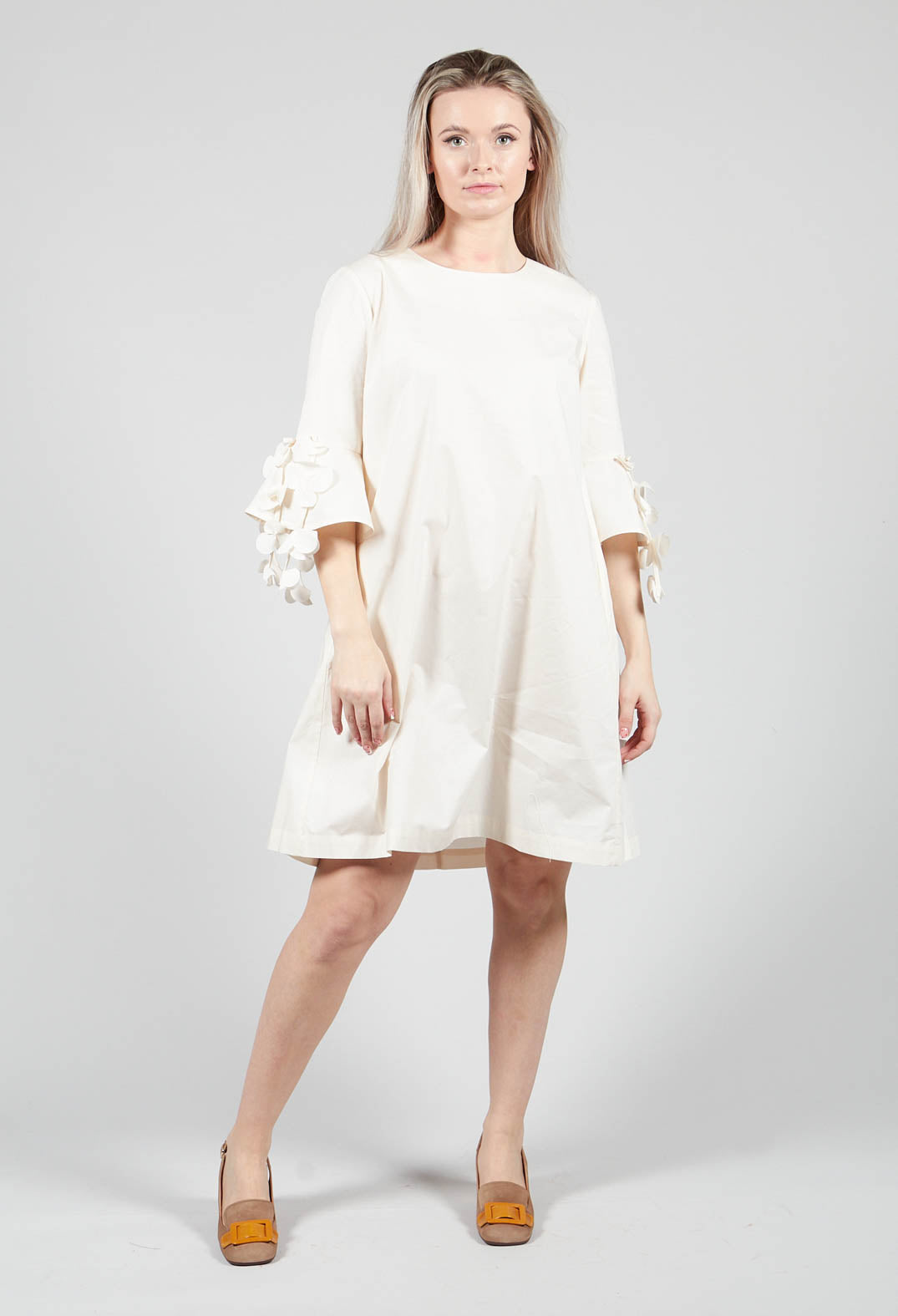 Frill Sleeve Dress in Cream