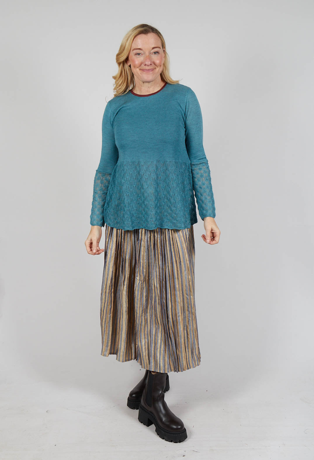 Frill Top Key Jumper in Celeste