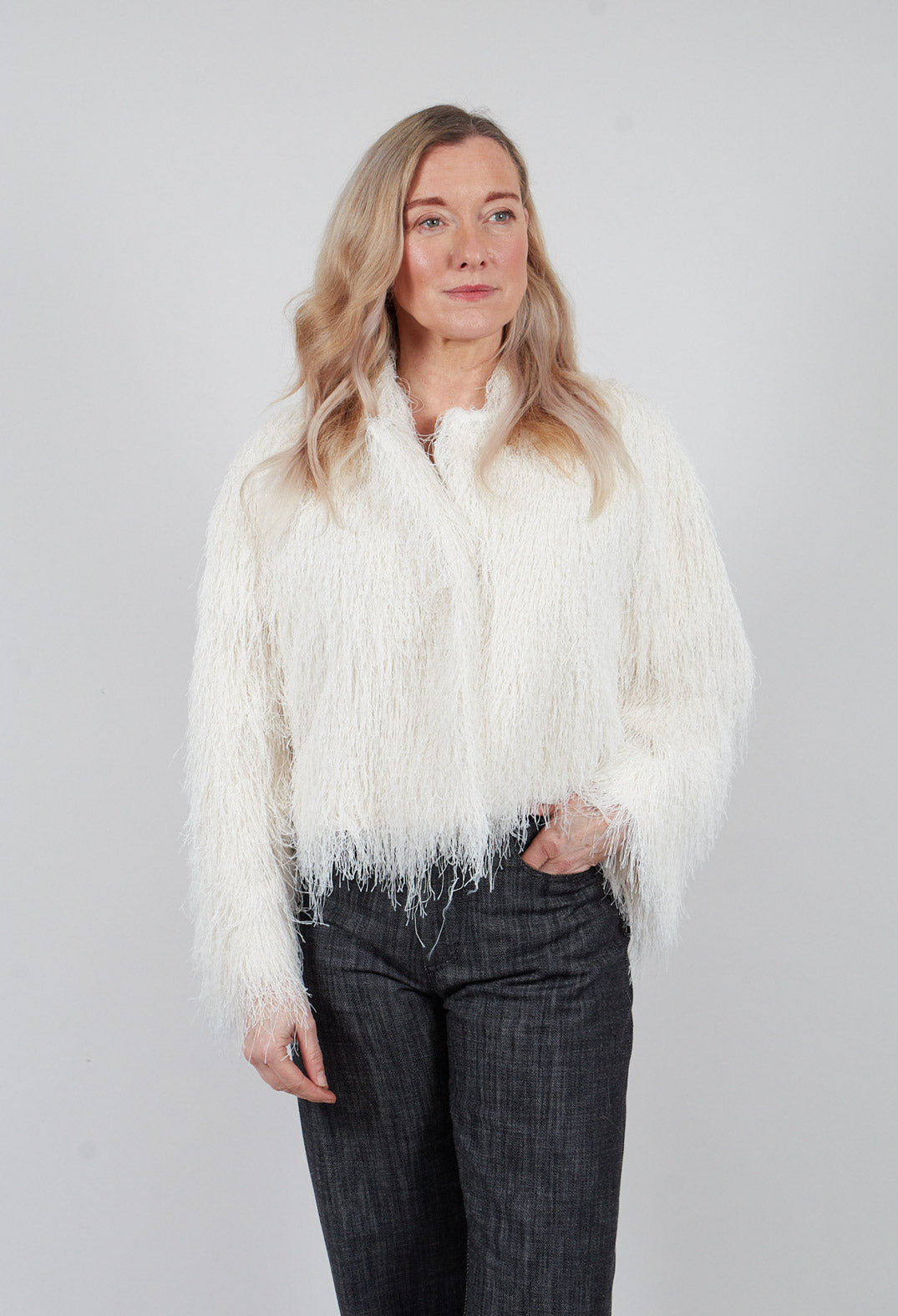 Fringe Jacket in Off White