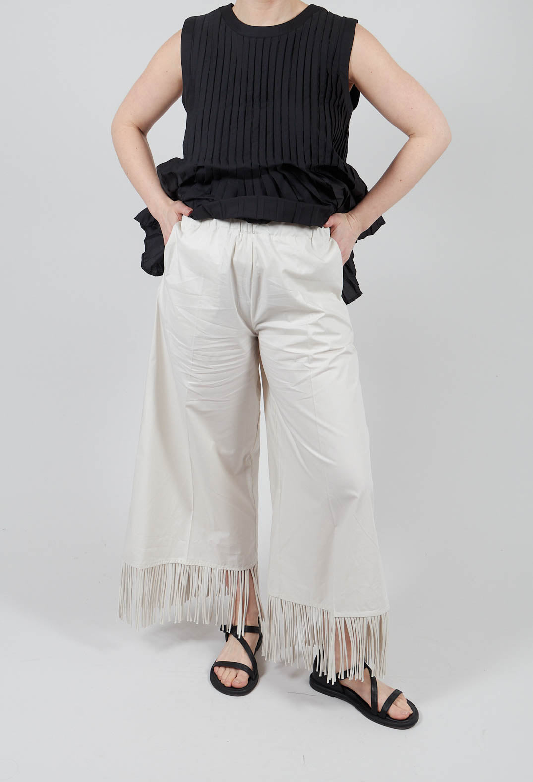 Fringed Trouser in Oyster